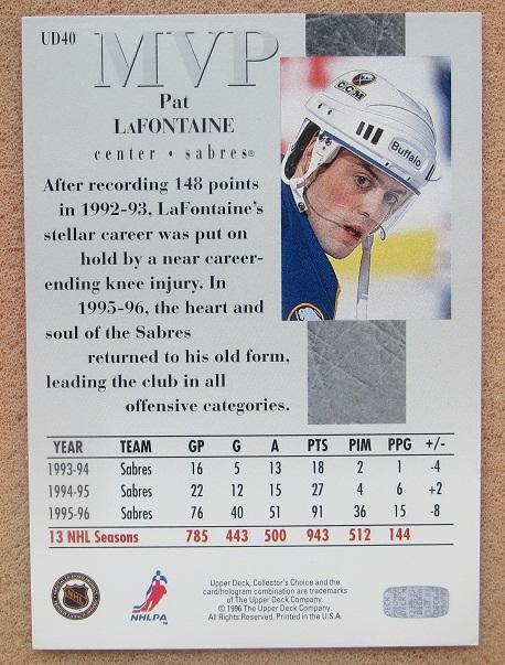 НХЛ Пэт Лафонтен Баффало Сейбрз № UD40 1