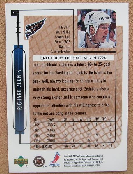 НХЛ Рихард Зедник Вашингтон Кэпиталз № 212 1