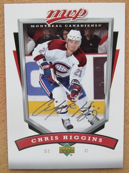 НХЛ Крис Хиггинс Монреаль Канадиенс № 153 автограф
