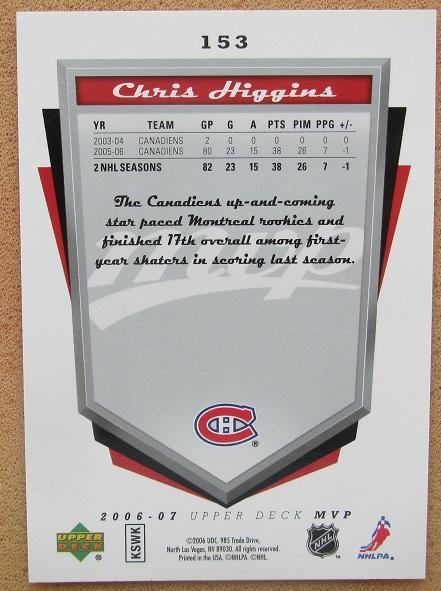 НХЛ Крис Хиггинс Монреаль Канадиенс № 153 автограф 1