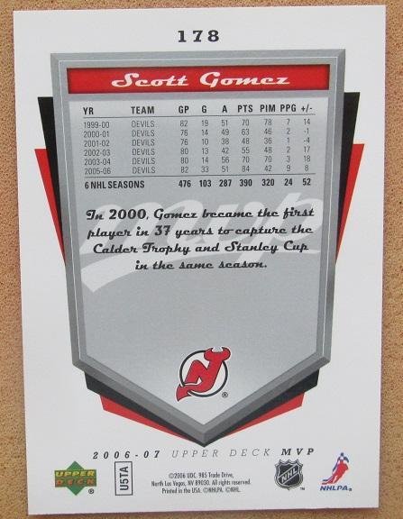 НХЛ Скотт Гомес Нью-Джерси Дэвилз № 178 автограф 1