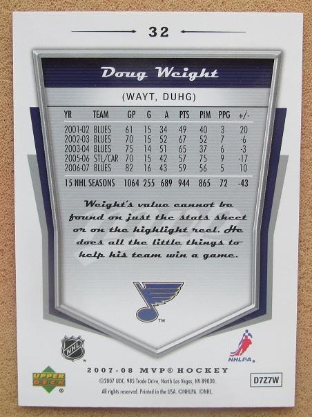 НХЛ Дуг Уайт Сент-Луис Блюз № 32 автограф 1