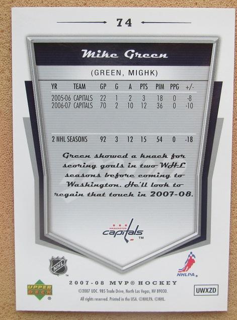 НХЛ Майк Грин Вашингтон Кэпиталз № 74 1