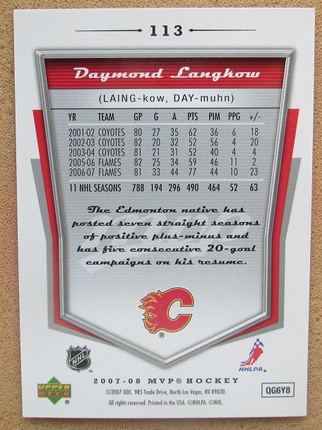 НХЛ Лэнгкоу Дэймонд Калгари Флэймз № 113 автограф 1