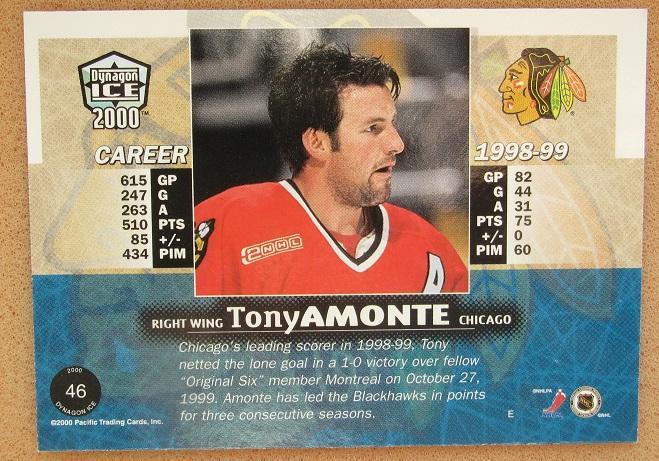 НХЛ Тони Амонте Чикаго Блэкхокс № 46 1