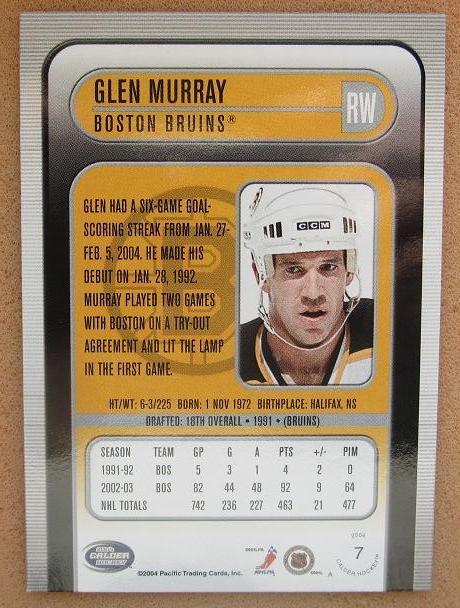 НХЛ Глен Мюррей Бостон Брюинз № 7 1