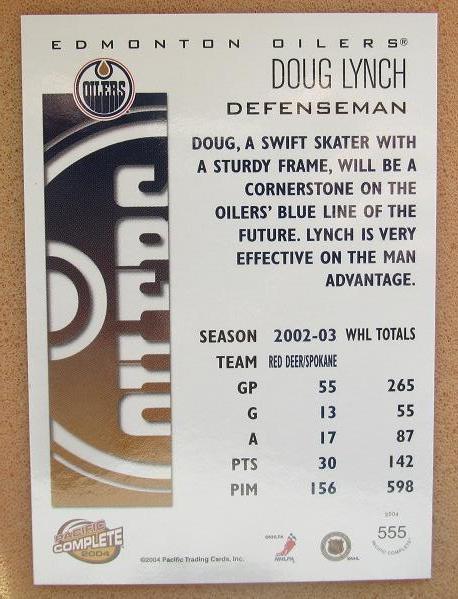 НХЛ Дуг Линч Эдмонтон Ойлерз № 555 1
