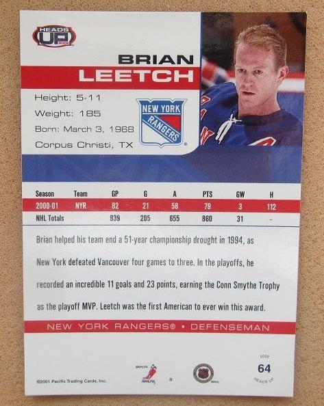 НХЛ Брайан Лич Нью-Йорк Рейнджерс № 64 1