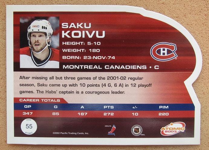 НХЛ Саки Койву Монреаль Канадиенс № 55 1