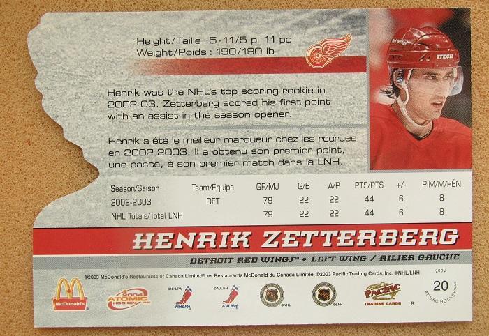 НХЛ Хенрик Зеттерберг Детройт Ред Уингз № 20 1