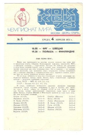 чемпионат мира ФРГ Швеция Польша Финляндия 04.04.1973 Москва