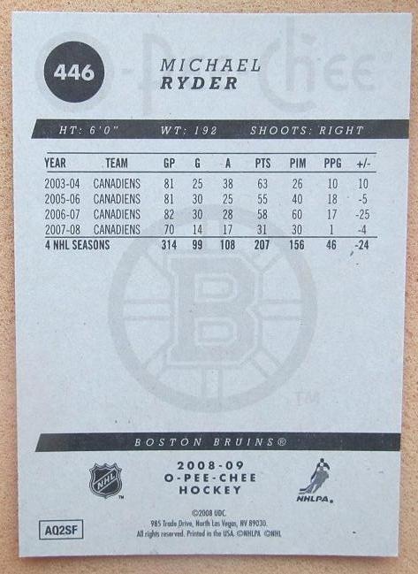 НХЛ Майкл Райдер Бостон Брюинз № 446 1