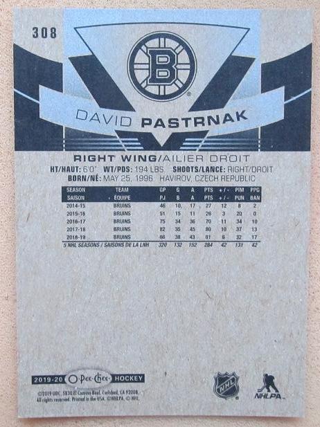 НХЛ Давид Пастрняк Бостон Брюинз № 308 1