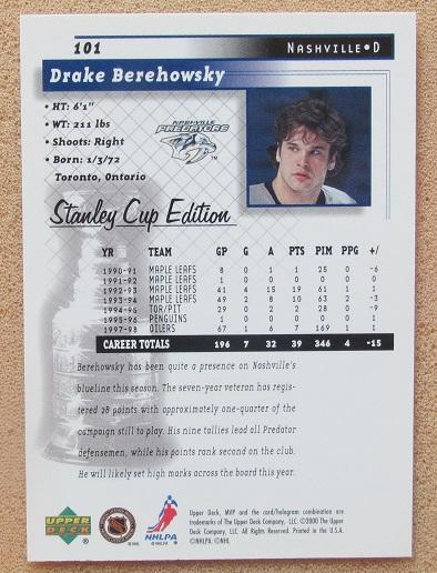 НХЛ Дрейк Береховски Нэшвилл Предаторз № 101 1