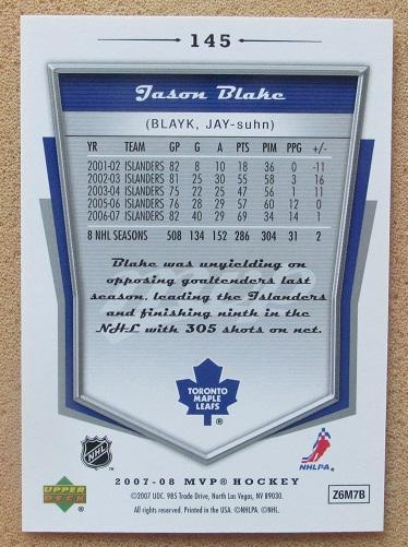 НХЛ Джейсон Блейк Торонто Мэйпл Лифс № 145 автограф 1