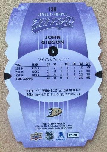 НХЛ Джон Гибсон Анахайм Дакс № 139 1
