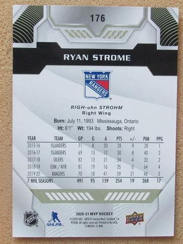 НХЛ Райан Стром Нью-Йорк Рейнджерс № 176 1
