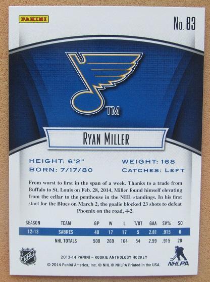 НХЛ Райан Миллер Баффало Сейбрз № 83 1
