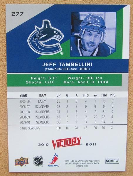 НХЛ Джефф Тамбеллини Ванкувер Кэнакс № 277 1