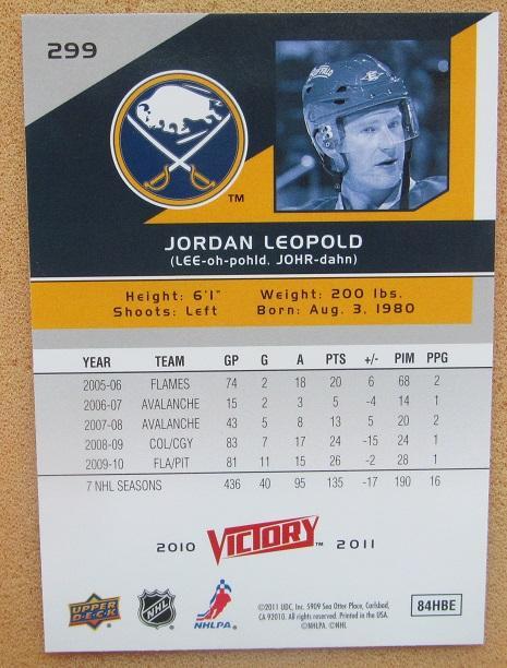 НХЛ Джордан Леопольд Баффало Сейбрз № 299 1