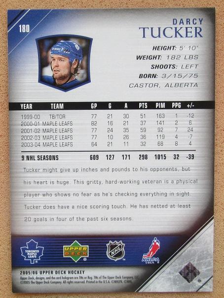 НХЛ Дарси Такер Торонто Мэйпл Лифс № 180 1