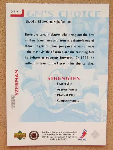 НХЛ Скотт Стивенс Нью-Джерси Дэвилз № 239 1