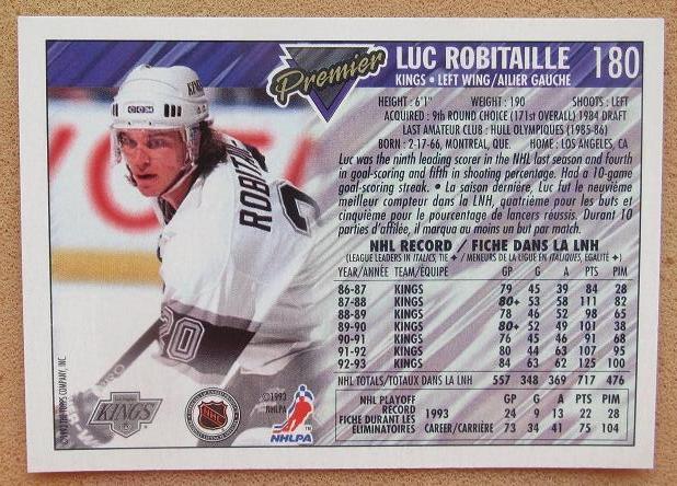 НХЛ Люк Робитайл Лос-Анжелес Кингз № 180 1