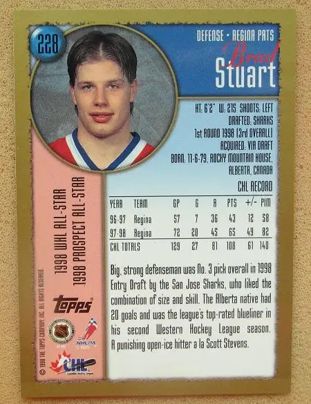 НХЛ Брэд Стюарт Реджайна Пэтс № 228 1