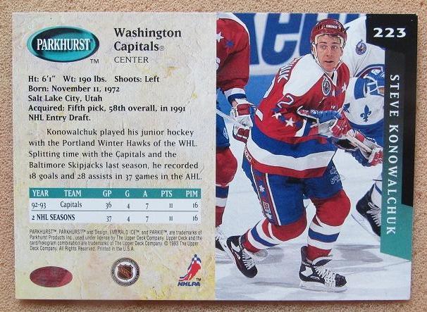 НХЛ Стив Коновальчук Вашингтон Кэпиталз № 223 1