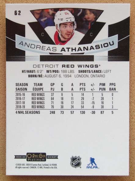 НХЛ Андреас Атанасиу Детройт Ред Уингз № 62 1