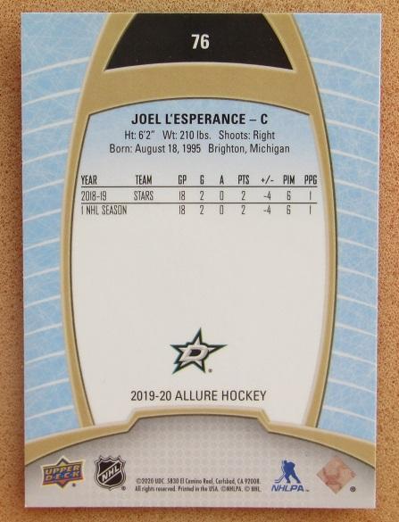 НХЛ Джоэл Лесперанс Даллас Старз № 76 1