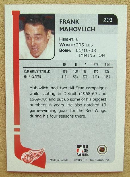 НХЛ Фрэнк Маховлич Детройт Ред Уингз № 201 1