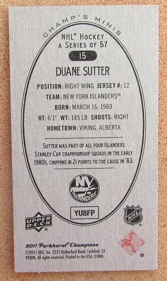 НХЛ Дуэйн Саттер Нью-Йорк Айлендерс № 15 1