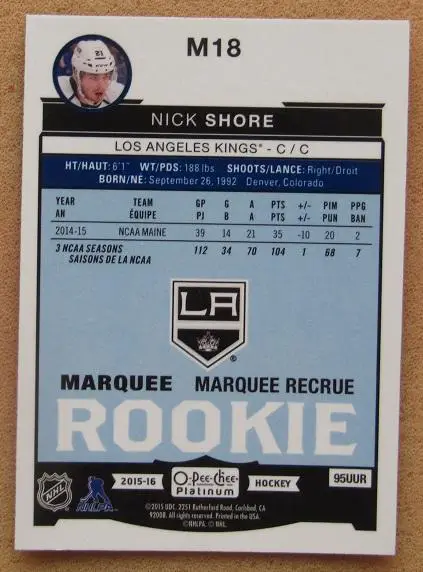 НХЛ Ник Шор Лос-Анжелес Кингз Металлург Магнитогорск № M 18 1