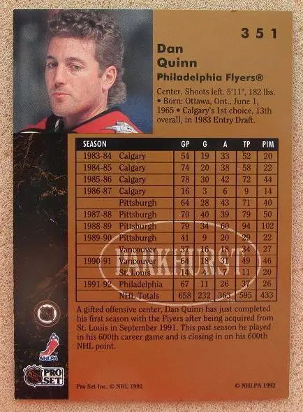 НХЛ Дэн Куинн Филадельфия Флайерз № 351 1