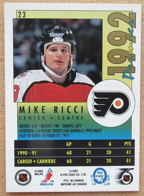 НХЛ Майк Риччи Филадельфия Флайерз № 23 1