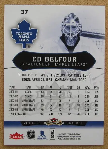 НХЛ Эд Белфор Торонто Мэйпл Лифс № 37 1