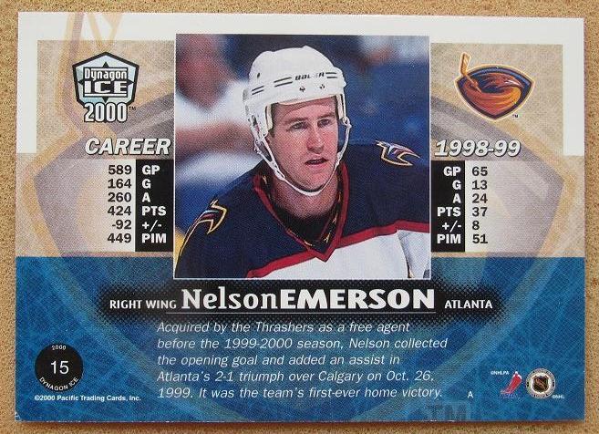 НХЛ Нельсон Эмерсон Атланта Трэйшерз № 15 1
