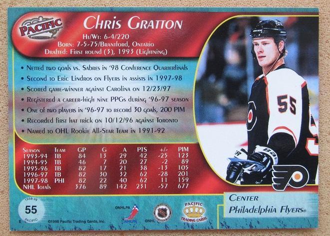 НХЛ Крис Грэттон Филадельфия Флайерз № 55 1