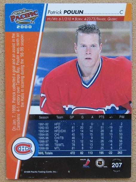 НХЛ Патрик Пулин Монреаль Канадиенс № 207 1