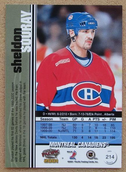 НХЛ Шелдон Сюрей Монреаль Канадиенс № 214 1