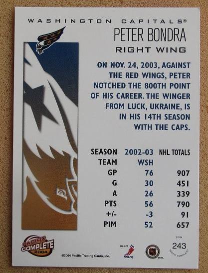 НХЛ Петер Бондра Вашингтон Кэпиталз № 243 1
