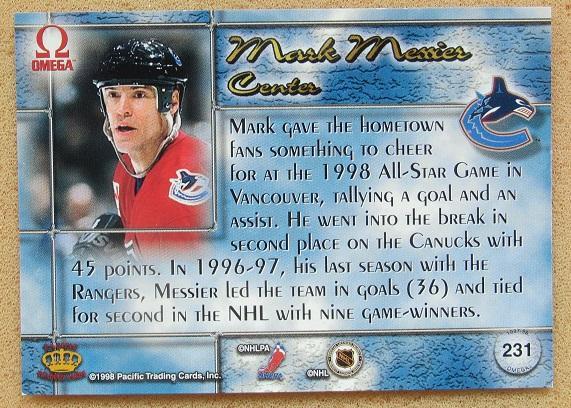 НХЛ Марк Мессье Ванкувер Кэнакс № 231 1