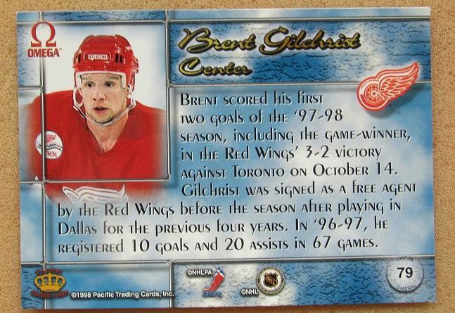 НХЛ Брент Гилхрист Детройт Ред Уингз № 79 1