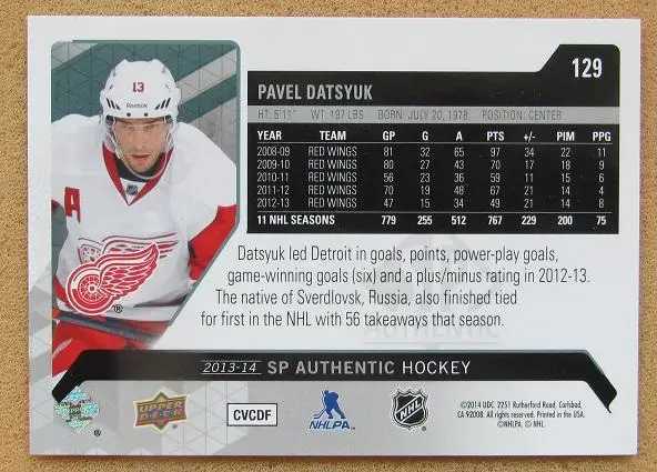 НХЛ Павел Дацюк Детройт Ред Уингз Екатеринбург Казань Динамо ЦСКА Москва СКА 129 1