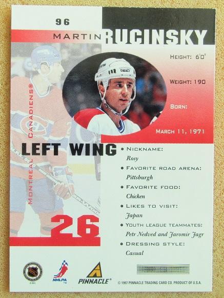 НХЛ Мартин Ручински Монреаль Канадиенс № 96 1
