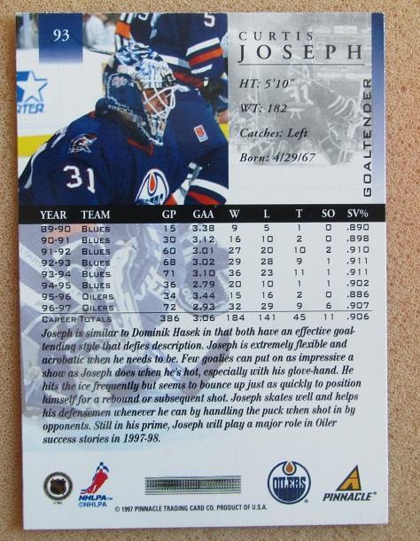 НХЛ Куртис Джозеф Эдмонтон Ойлерз № 93 1