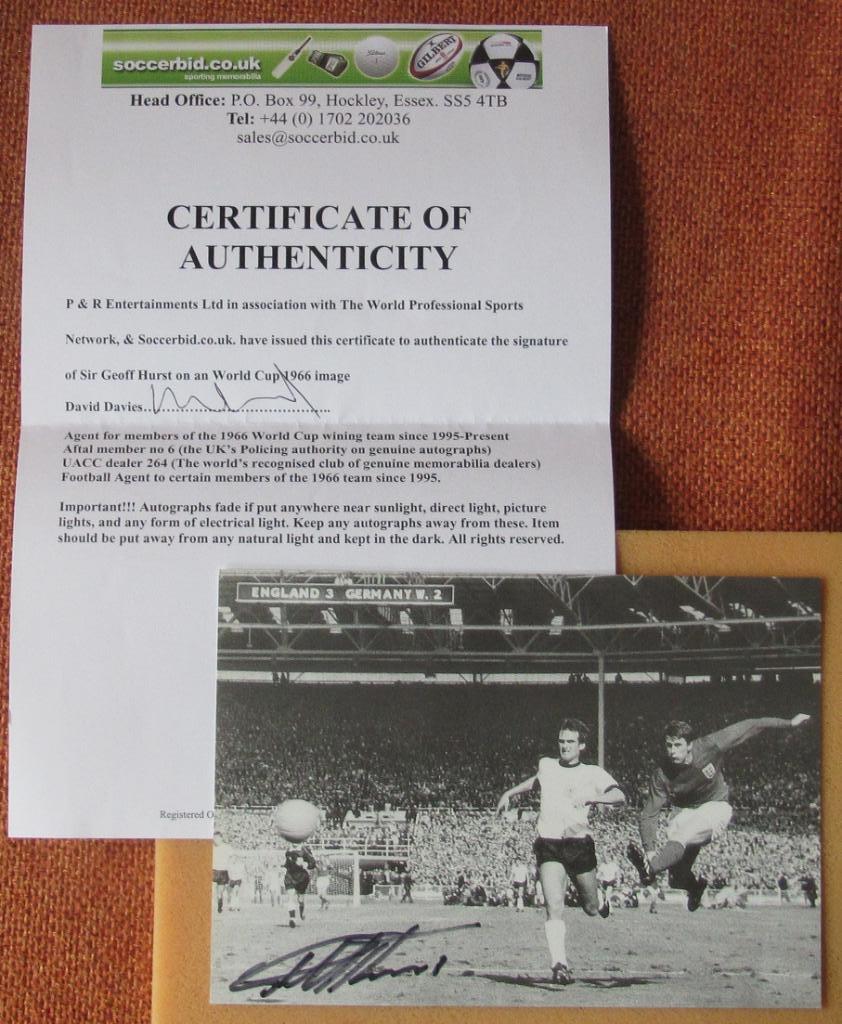 Автограф Джефф Хёрст - чемпион мира 1966 года Англия 1
