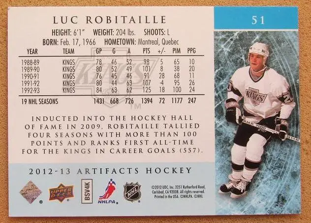 НХЛ Люк Робитайл Лос-Анжелес Кингз № 51 1