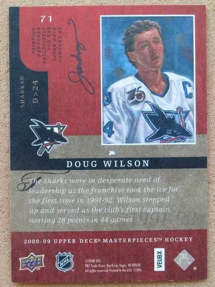 НХЛ Дуг Уилсон Сан-Хосе Шаркс № 71 1